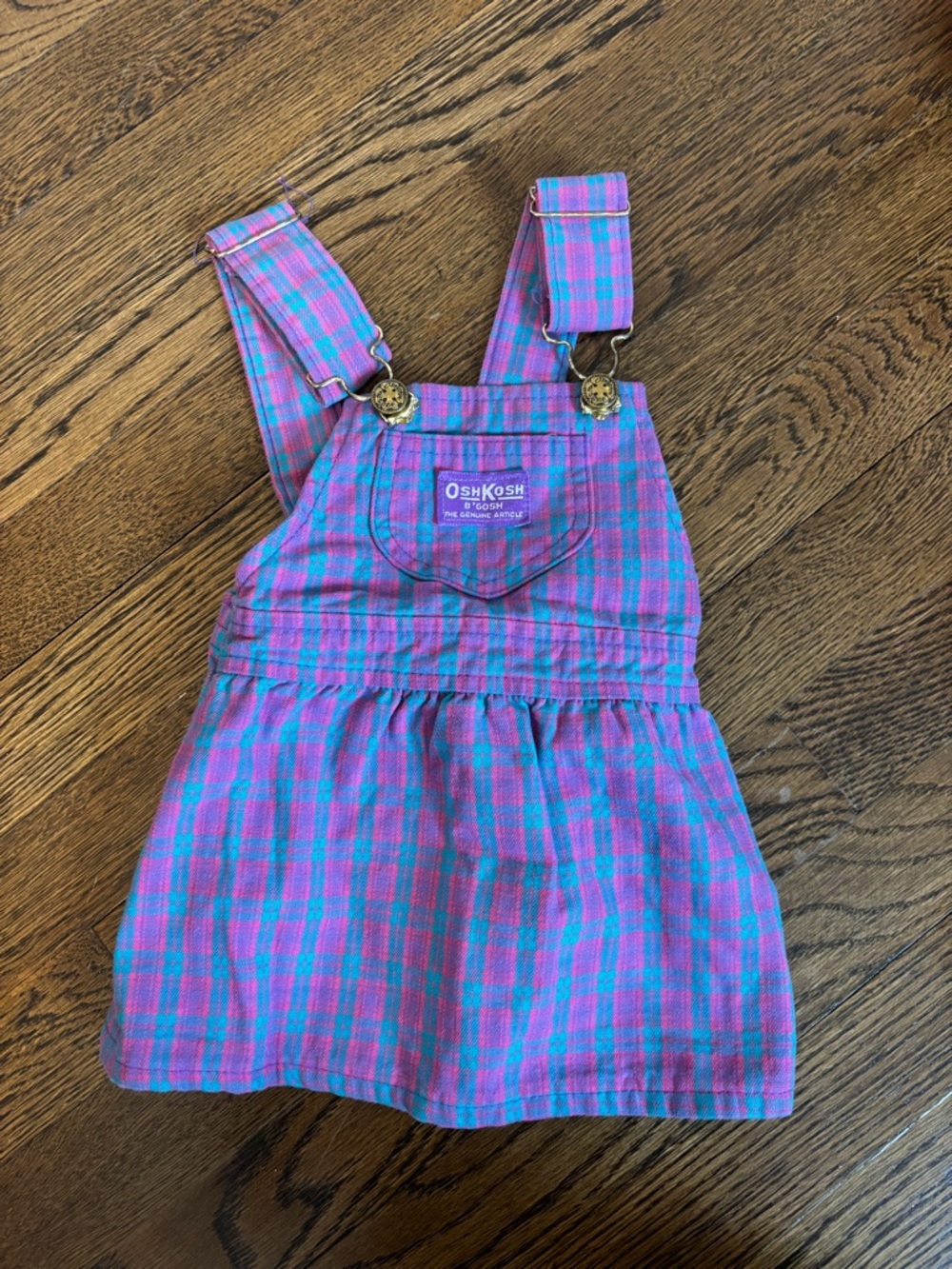 Vintage OshKosh B’Gosh Plaid Overall Jumper Dress 12 Months  Baby Toddler Retro